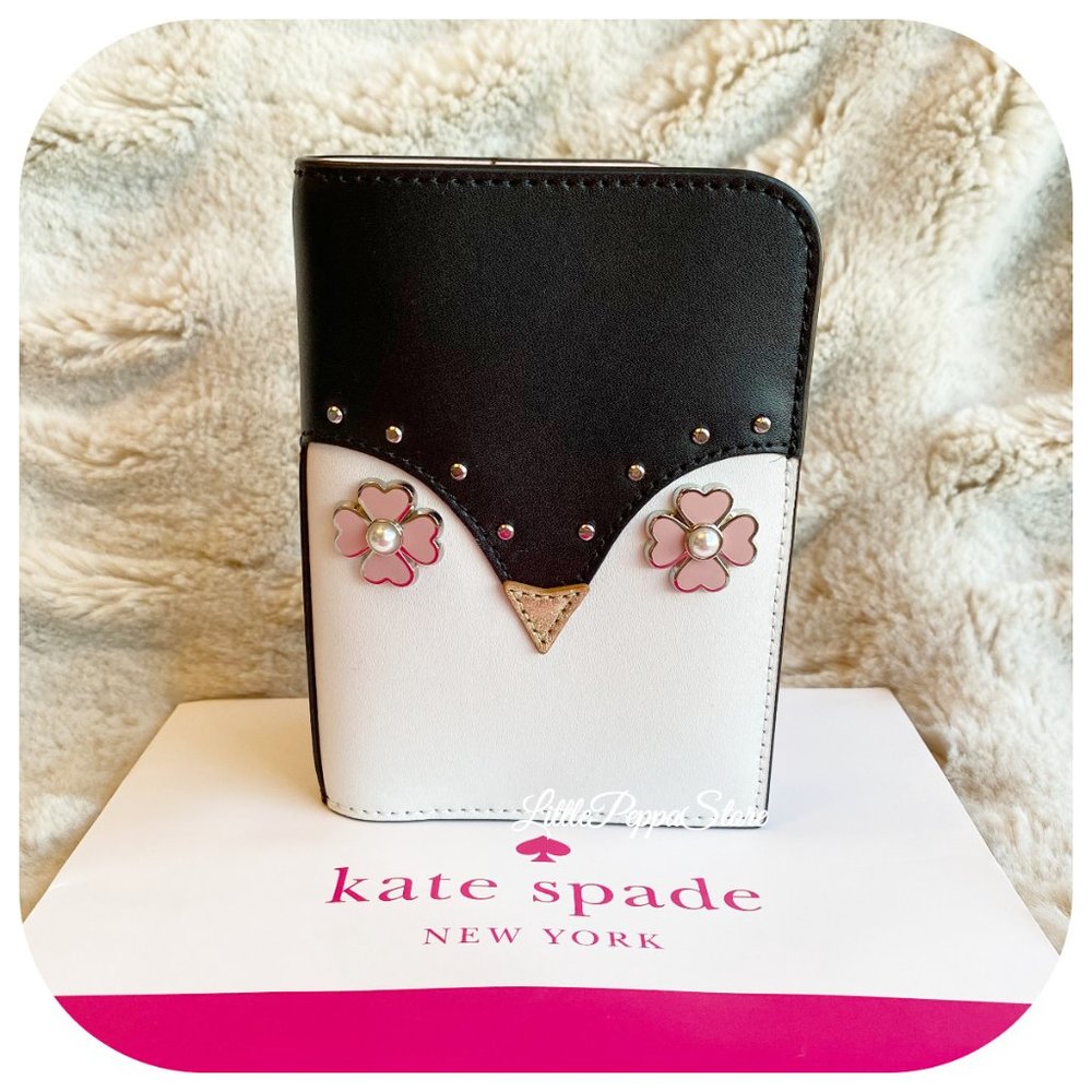 KATE SPADE FROSTY PENGUIN PASSPORT HOLDER WALLET
